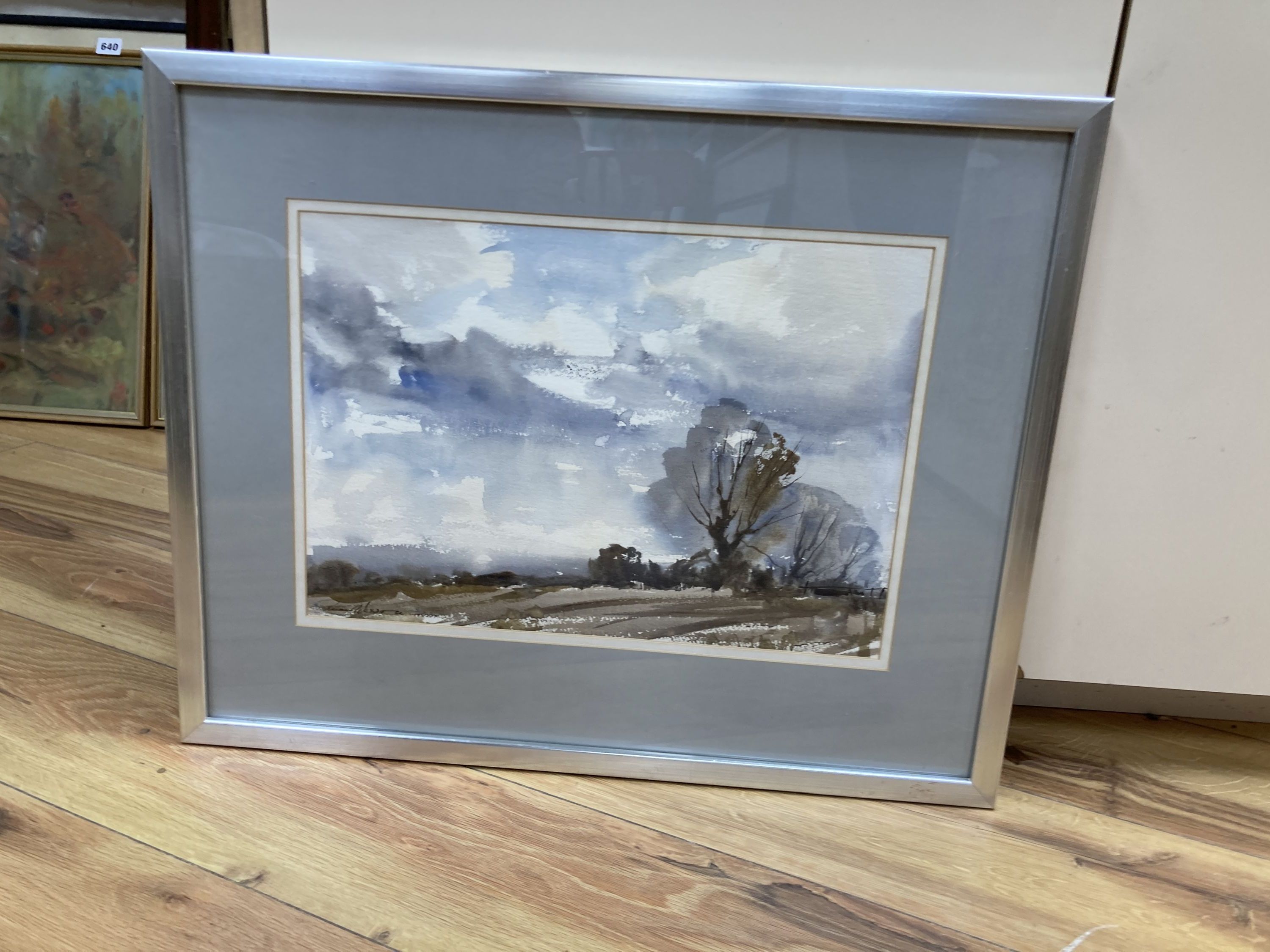 Edward Wesson (1910-1983), watercolour, Trees and clouds in a landscape, signed, 27 x 38cm